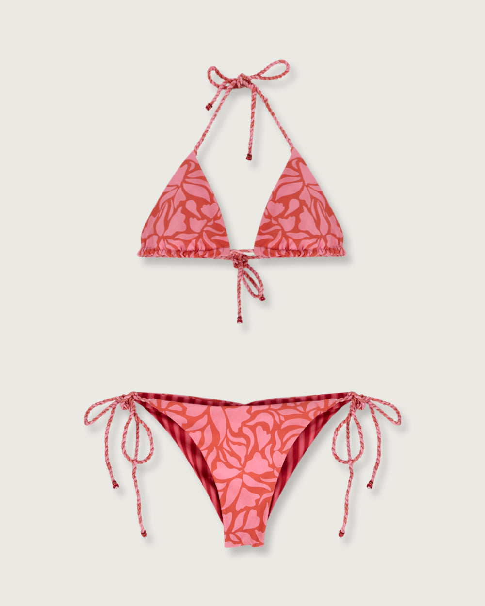 BIKINI SALINA RAYAS ROJO FUCSIA