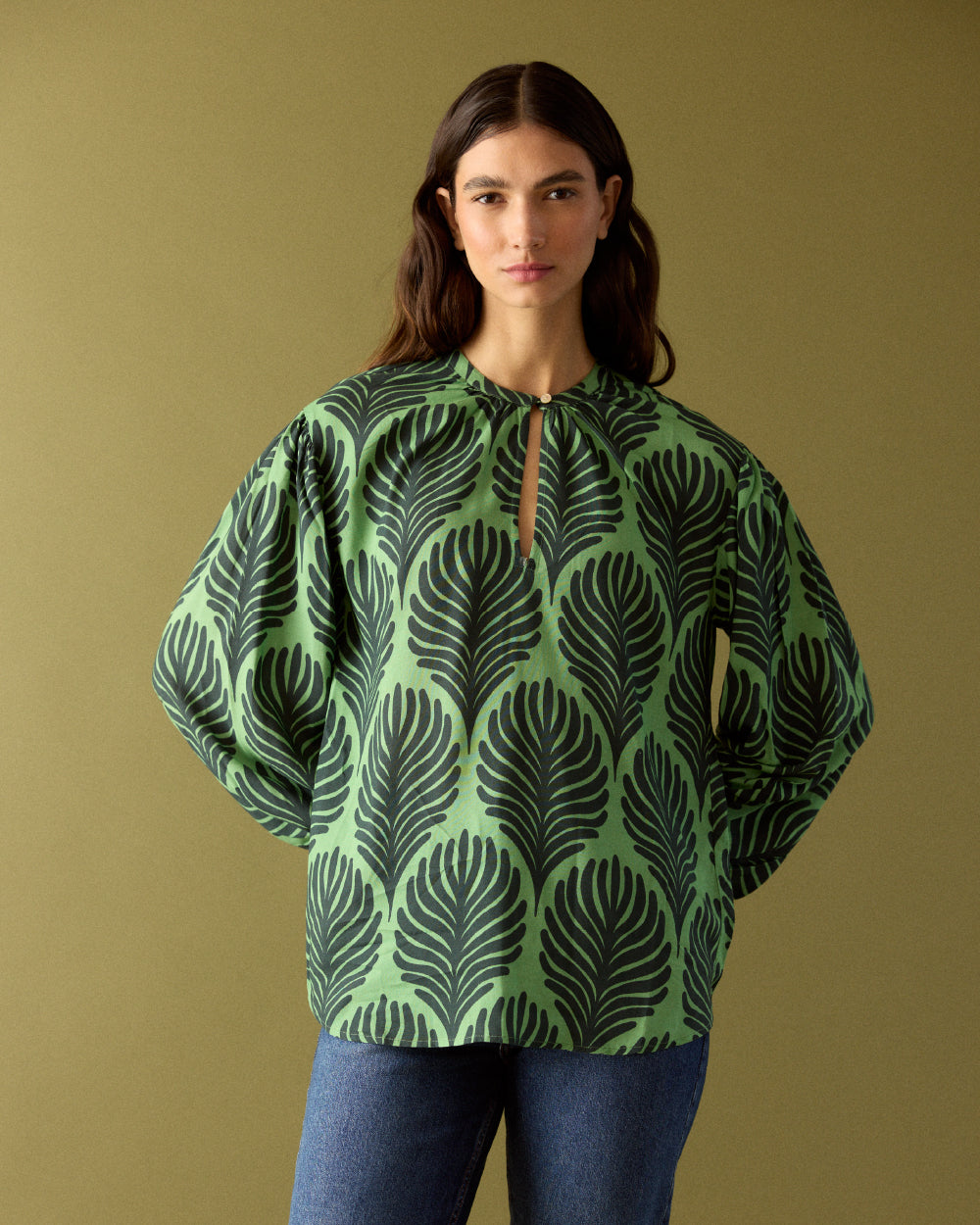 BLUSA CAOBA GREEN LEAVES