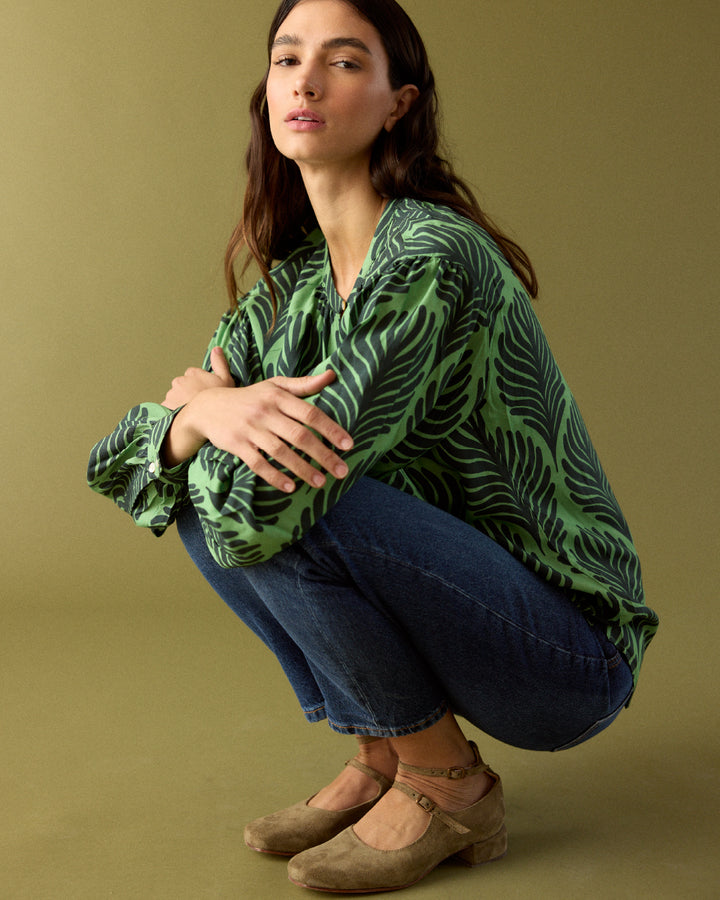 BLUSA CAOBA GREEN LEAVES