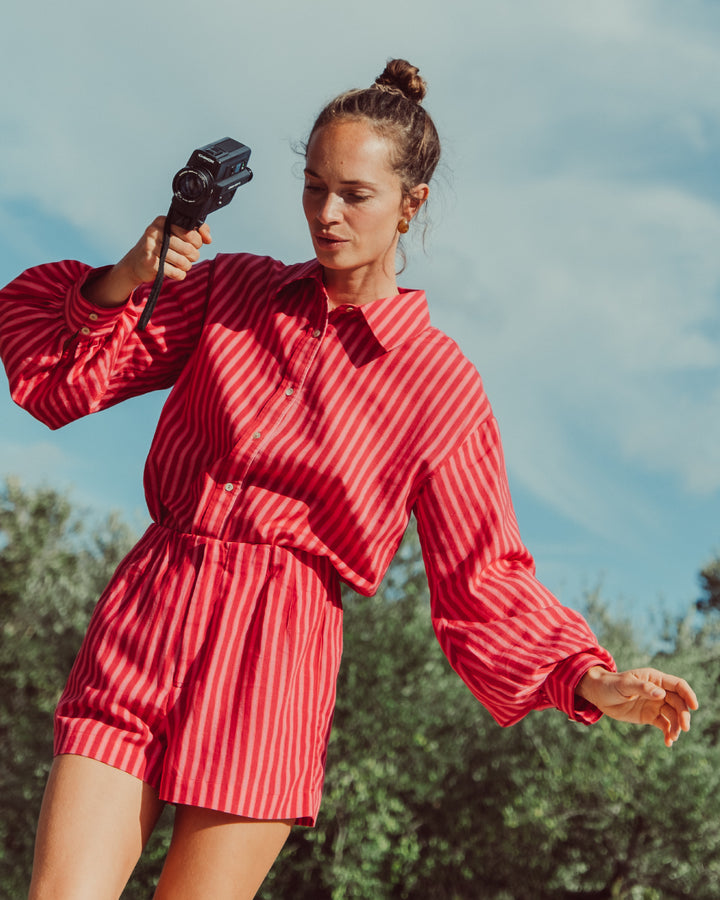 BLUSA BARI ROJO FUCSIA