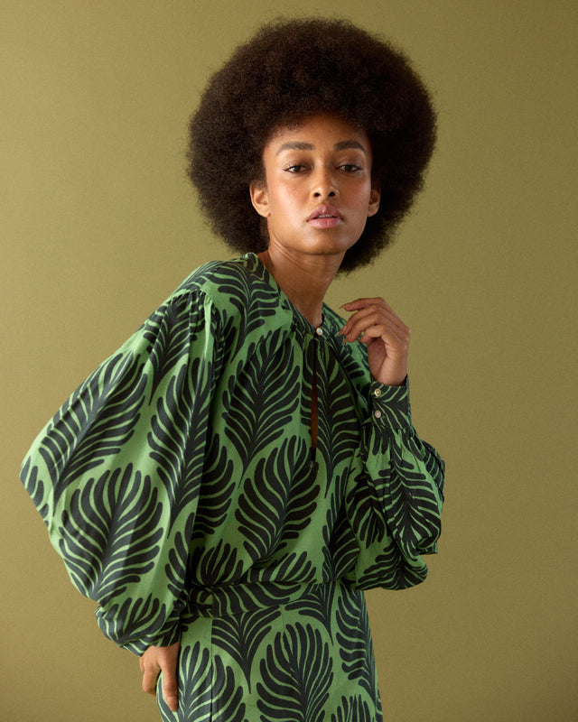 BLUSA CAOBA GREEN LEAVES