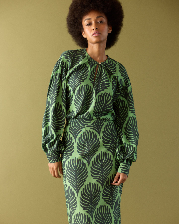 BLUSA CAOBA GREEN LEAVES