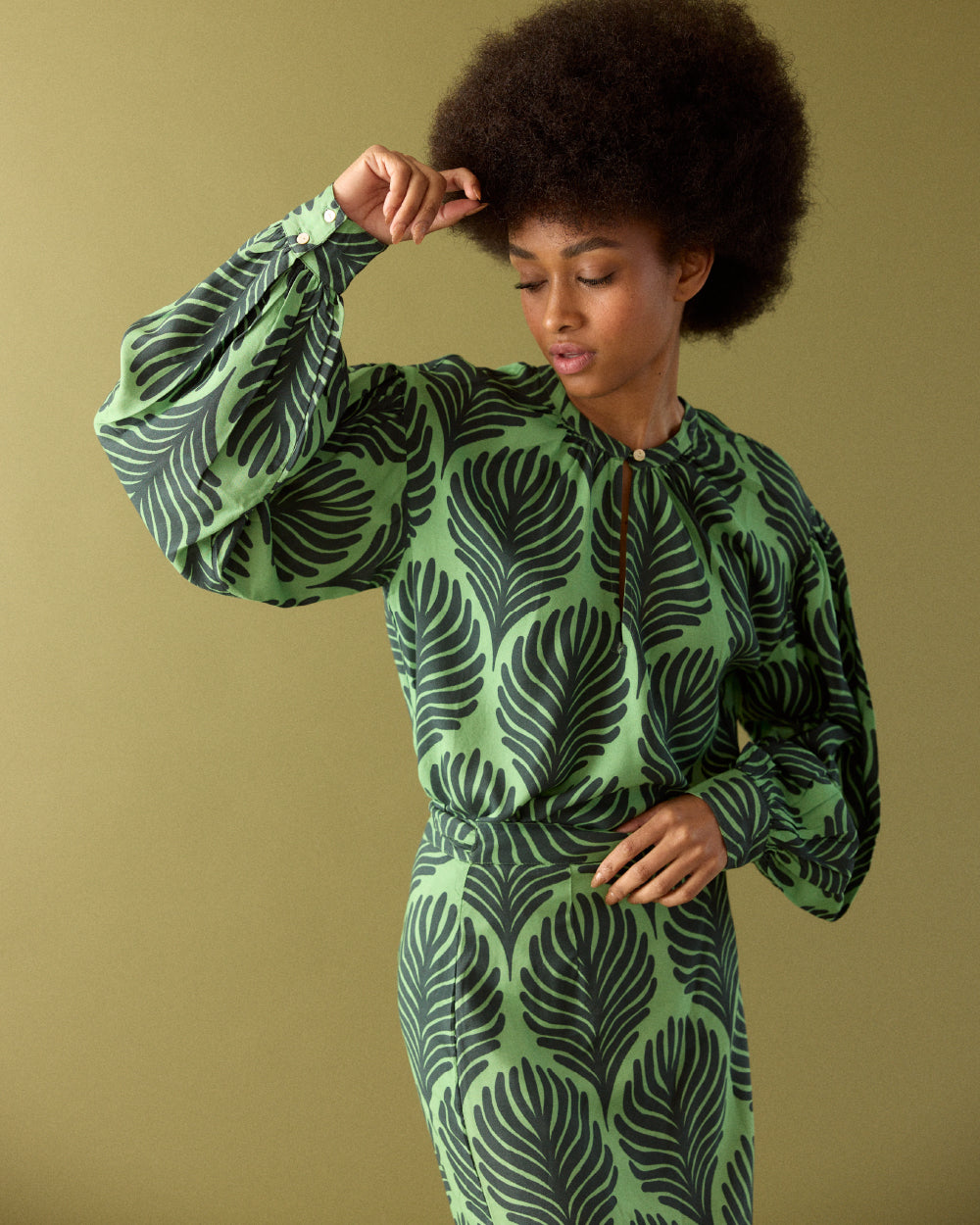 BLUSA CAOBA GREEN LEAVES