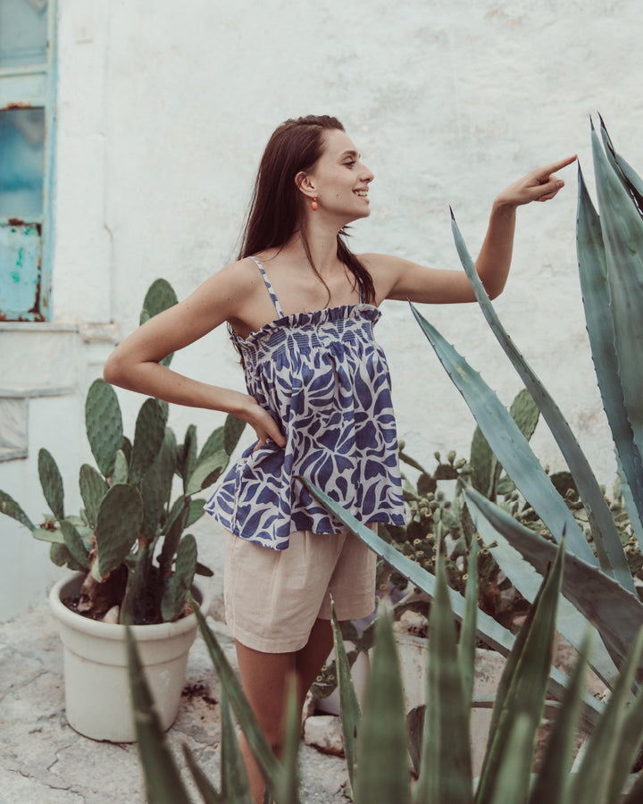 BLUSA CAPRAIA NAVY FLOWERS